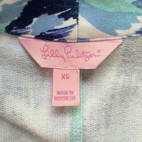 Lilly Pulitzer Mindy Shawl Collar‎ Cardigan Blazer in Blue Swish Print, Size XS - Picture 3 of 11